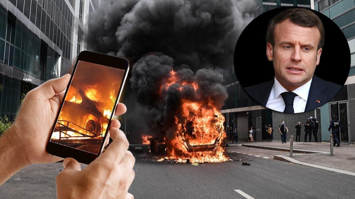 Macron: ler rndan ktnda sosyal medyaya eriimi keseceiz
