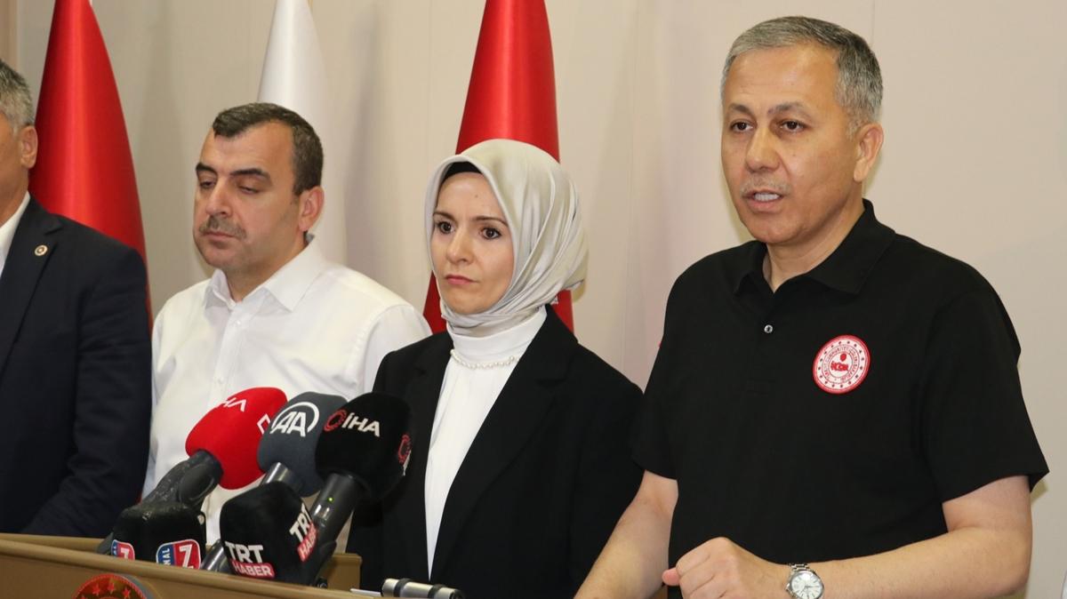 Bakan Yerlikaya afet blgesinde: 9 ile toplam 360 milyon 700 bin liralk denek gnderildi 
