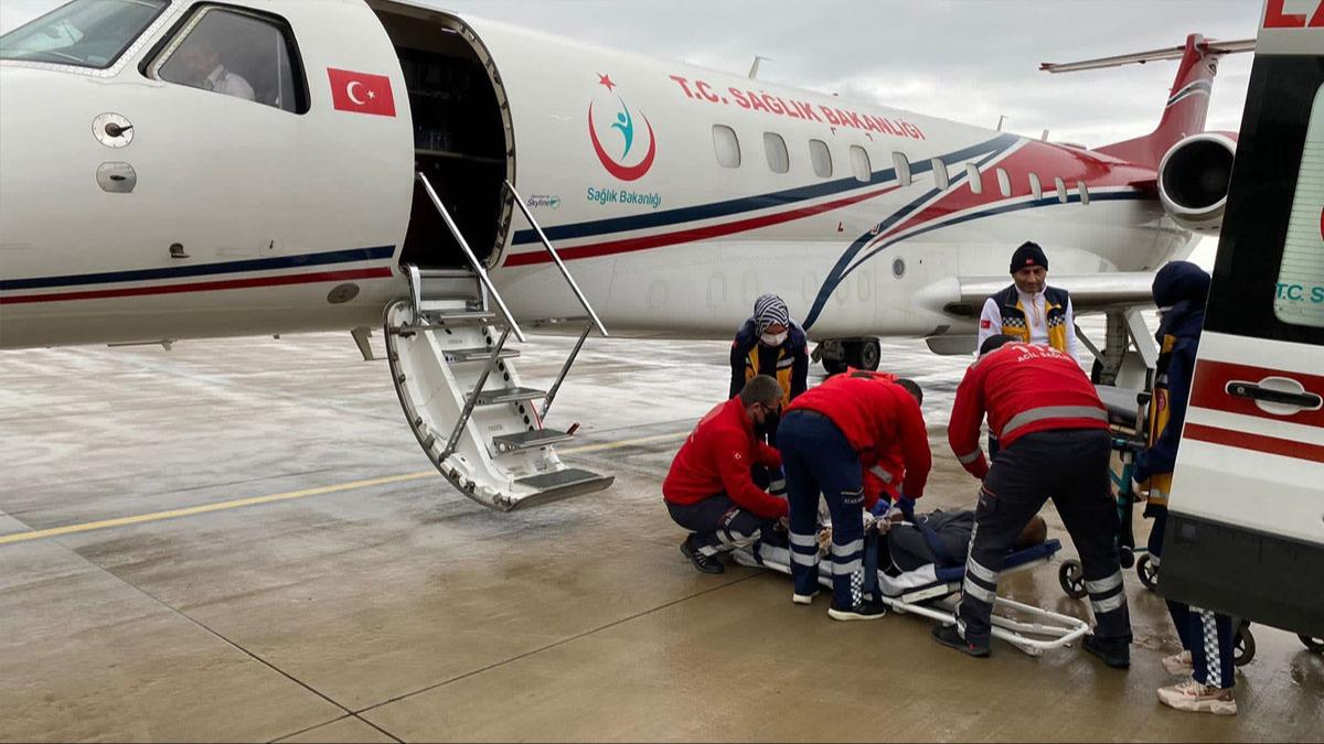 61 yandaki hasta Trabzon'dan Bursa'ya ambulans uak ile getirildi