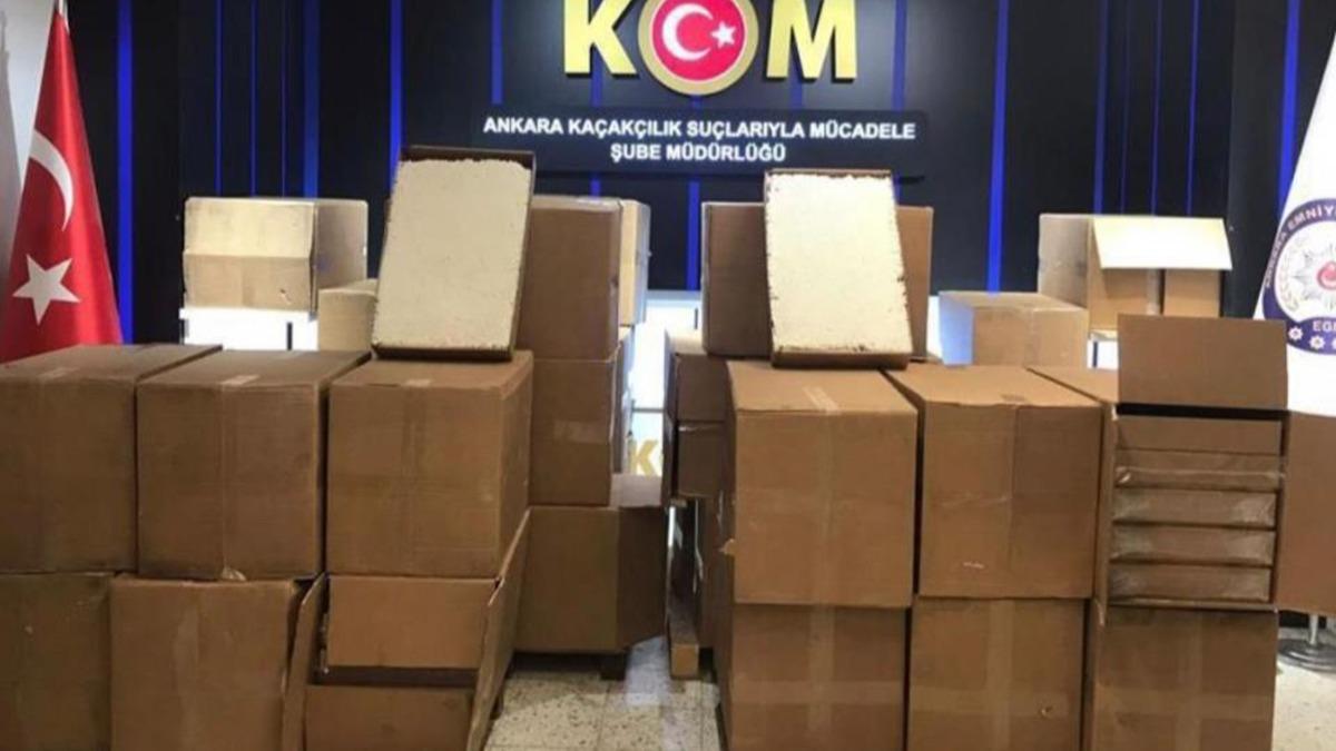 Ankara'da on binlerce paket bandrolsz sigara yakaland 