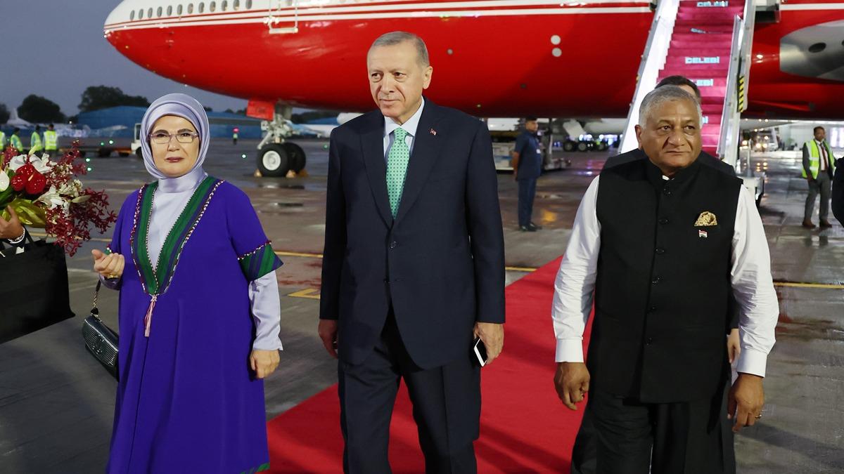 Cumhurbakan Erdoan, G-20 Liderler Zirvesi iin Hindistan'a geldi 