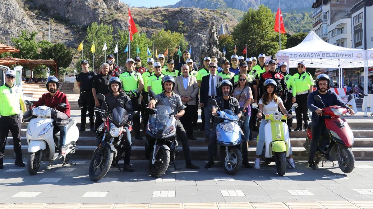 Amasya'da polislerden mutlu eden denetim: Ceza yok kask var