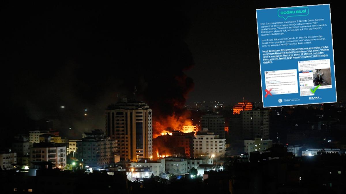 DMM'den ''Gazze'nin elektriini Hamas'n yok ettii'' iddiasna yalanlama