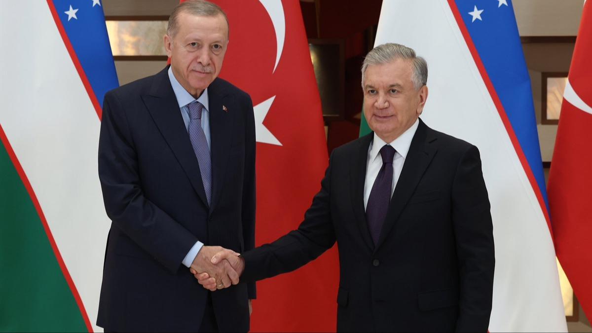 Cumhurbakan Erdoan, evket Mirziyoyev ile grt