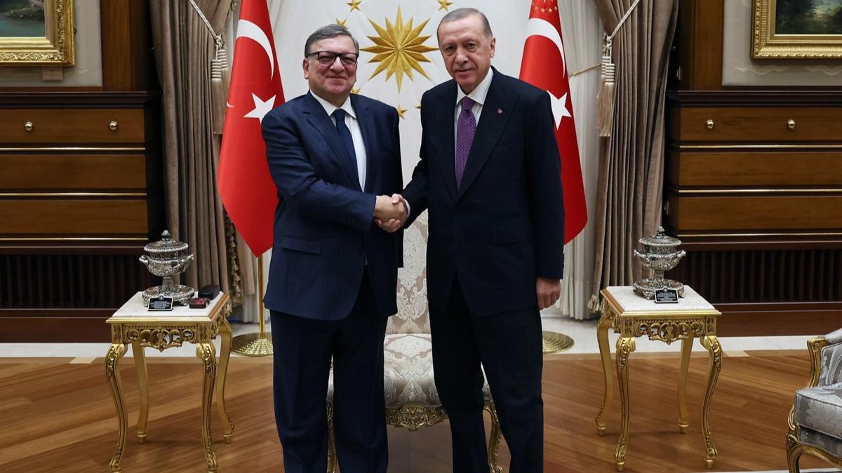 Cumhurbakan Erdoan, eski AB Komisyonu Bakan Barroso'yu kabul etti