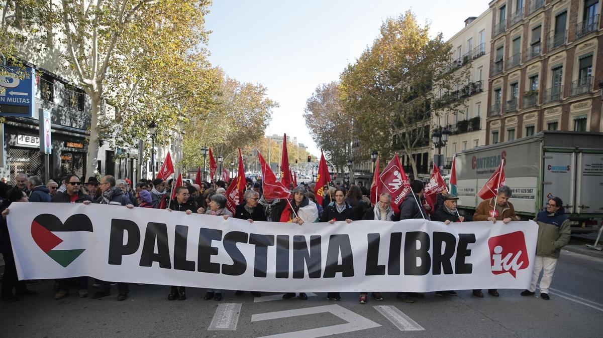 spanyollar Filistin'e destek iin gsterilerine devam ediyor