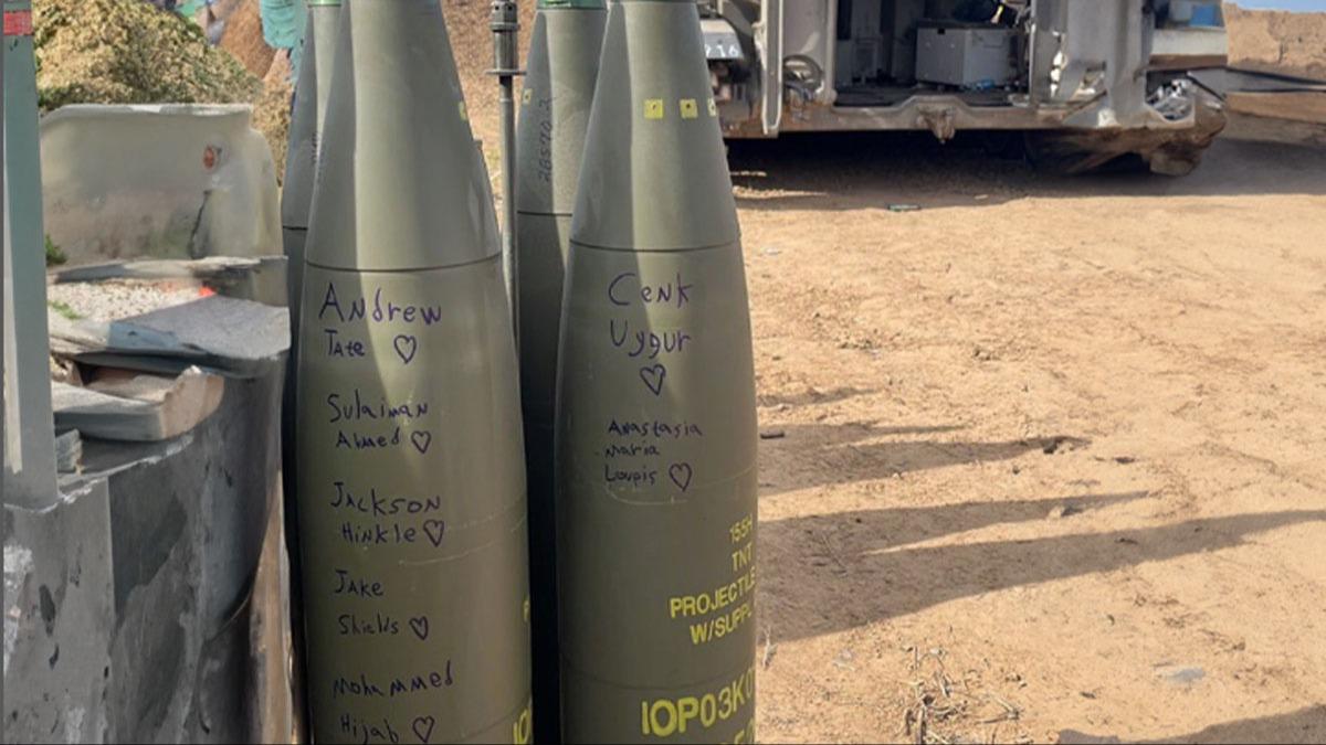 srail askerleri Gazze'ye atlacak bombalara Filistin'e destek veren nllerin isimlerini yazd