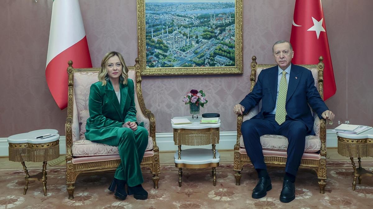 Cumhurbakan Erdoan, talya Babakan Meloni'yi kabul etti