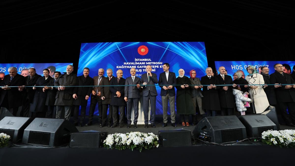 Kathane-Gayrettepe metro hatt hizmete ald... Cumhurbakan Erdoan: Taksim ile stanbul Havaliman aras 41 dakikaya decek