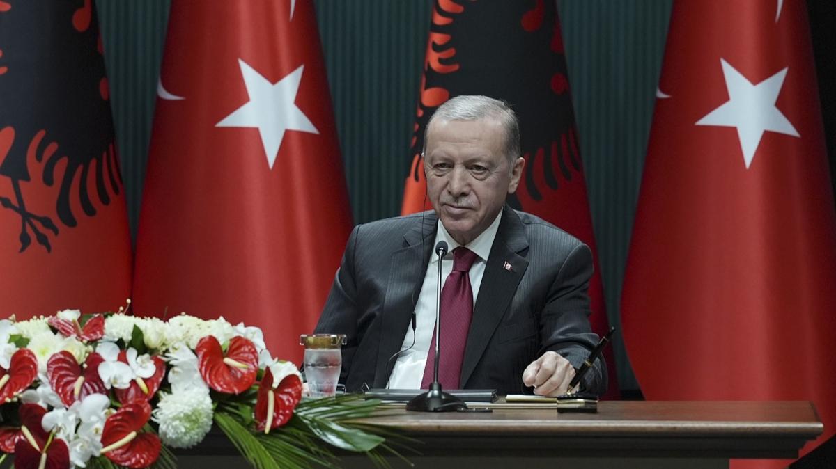 Cumhurbakan Erdoan: Arnavutluk ile ticaret hacmi hedefimiz 2 milyar dolar