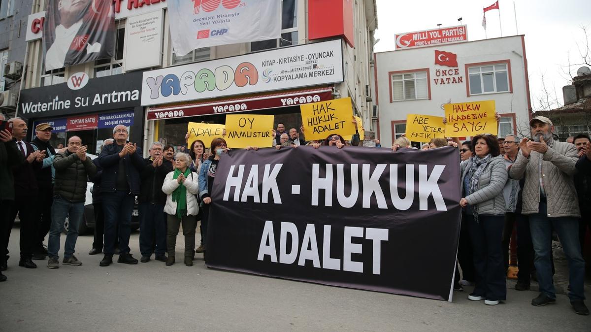 CHP'de adaylk krizi sryor! Partililer Edirne l Bakanl nnde protesto gerekletirdi