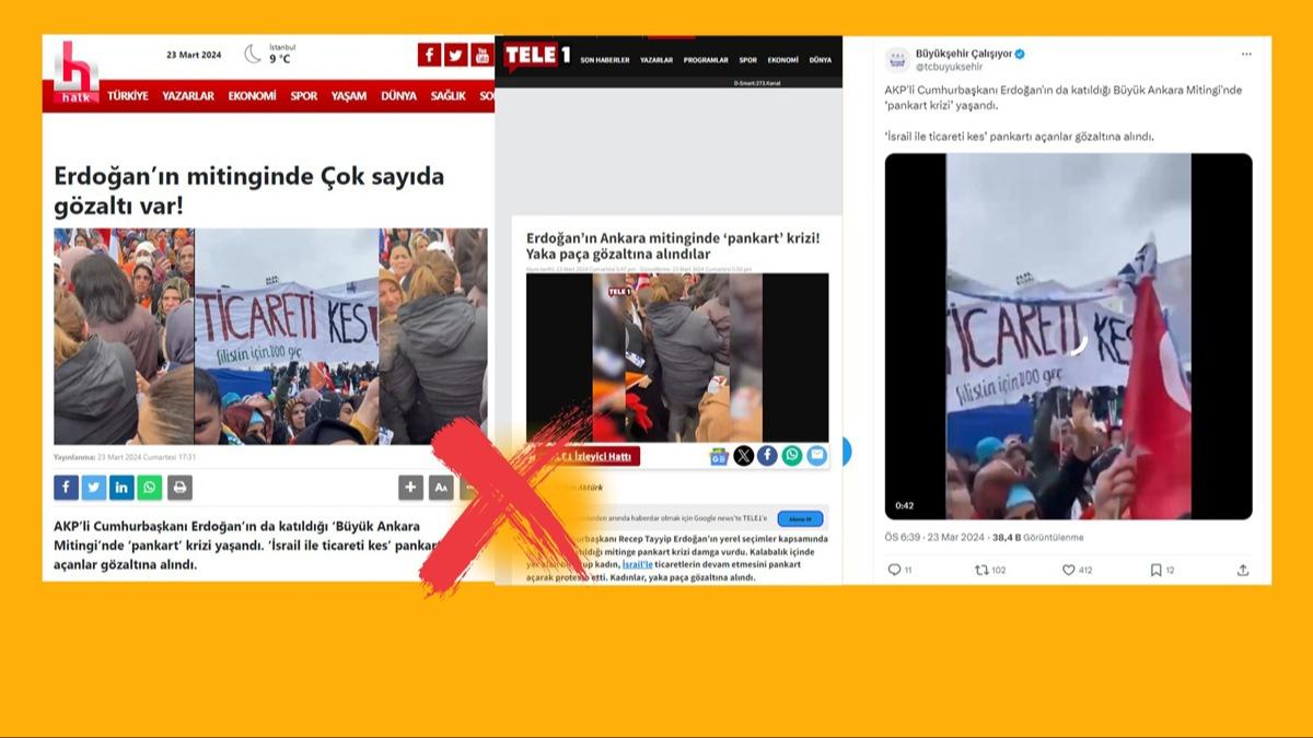 ''Ankara mitinginde pankart aanlar gzaltna alnd'' iddiasna yalanlama