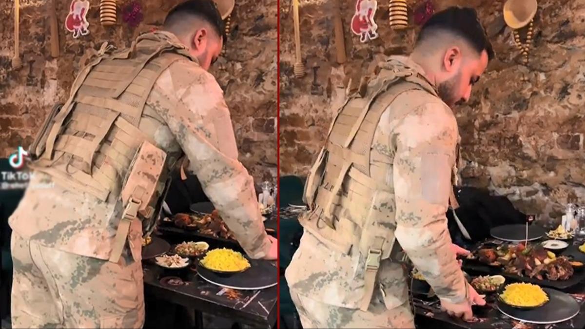 ''Restoranda asker niformasyla servis'' skandal! Gzaltna alndlar