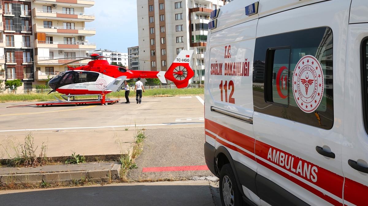 Kalp krizi geiren 82 yandaki kadn ambulans helikopter ile hastaneye ulatrld