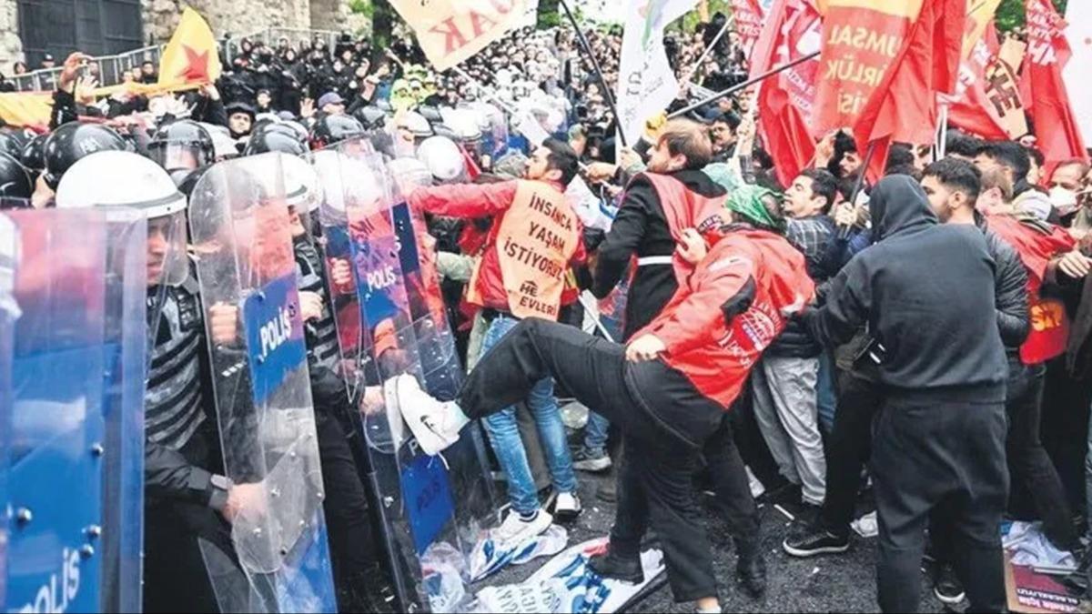 Polise yumruk ve talarla saldrmlard: 1 Mays provokatrleri terr rgt yesi kt