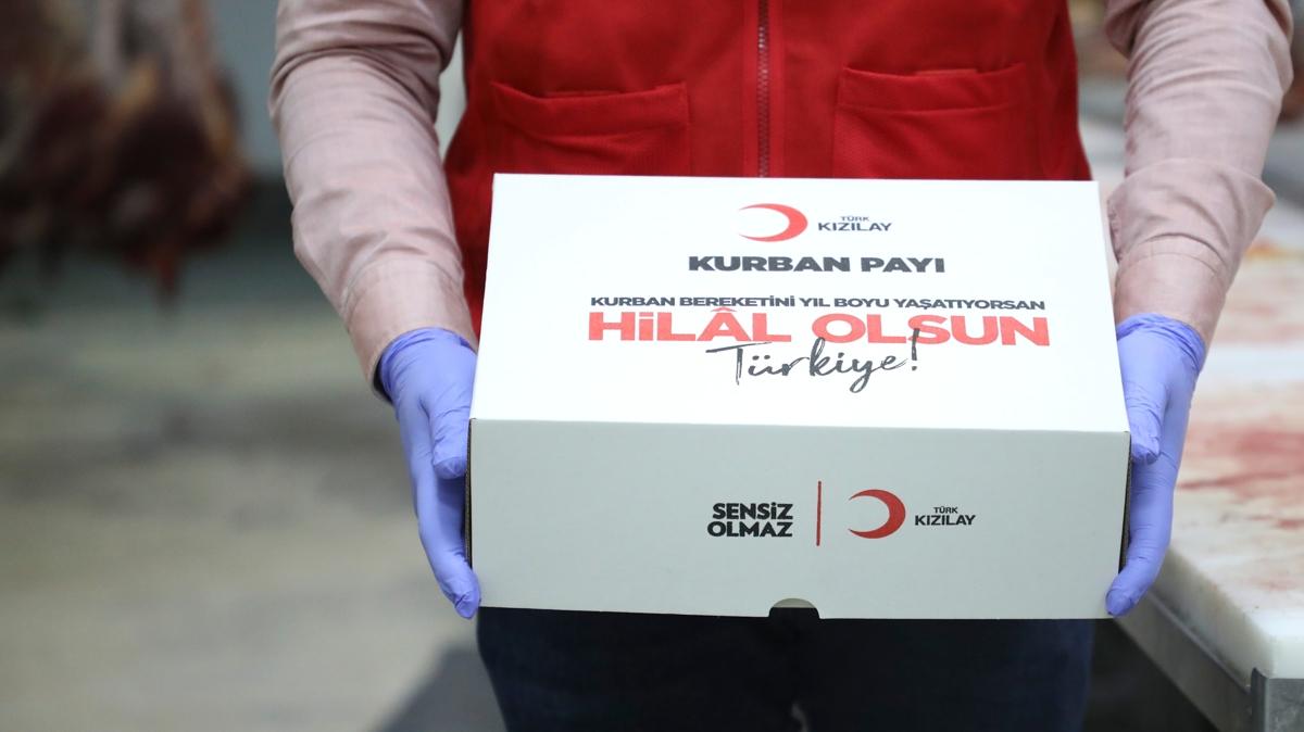 Trk Kzlay, Trkiye'de kestii kurban etinden kalan ksm gnde 50 bin kiiye yemekle ulatryor