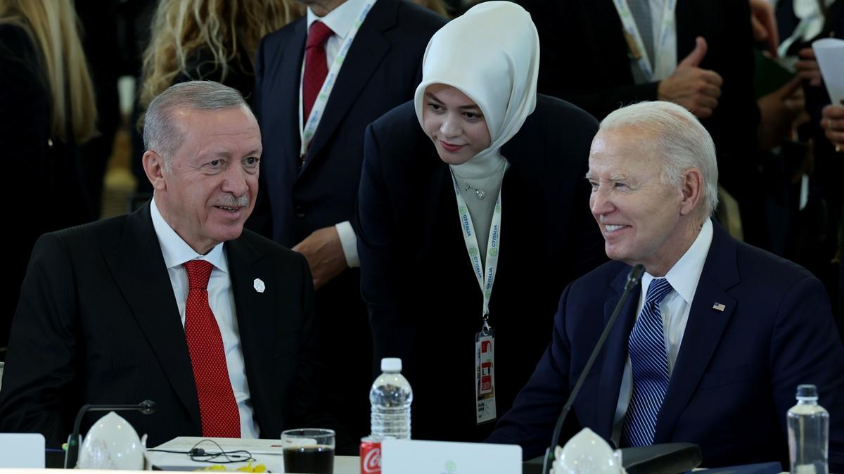 G-7 Zirvesi marjnda grme... Cumhurbakan Erdoan, ABD Bakan Biden ile bir araya geldi