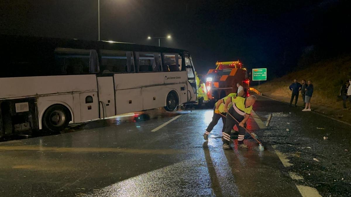 Kuzey Marmara Otoyolu'nda yolcu otobs yan yatt! nceleme balatld