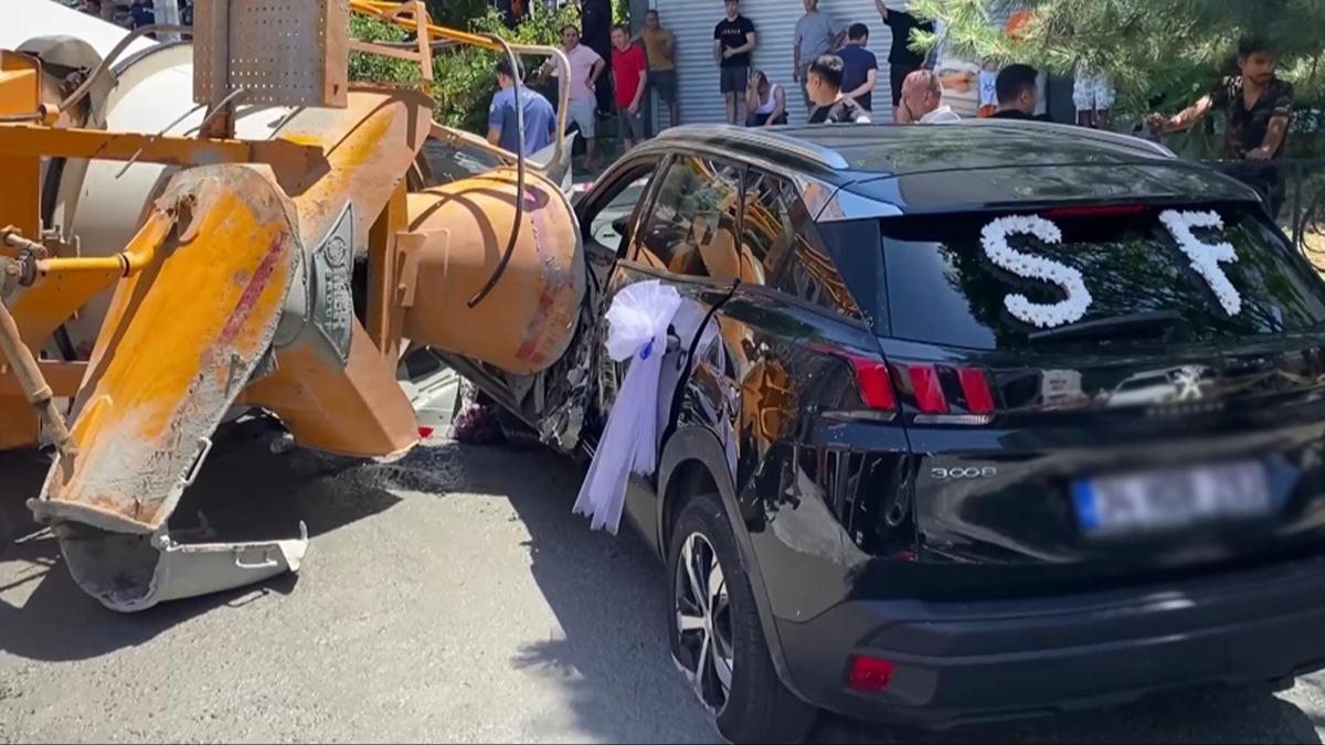 stanbul'da facia! Beton mikseri gelin arabasnn zerine devrildi: 1 kii hayatn kaybetti