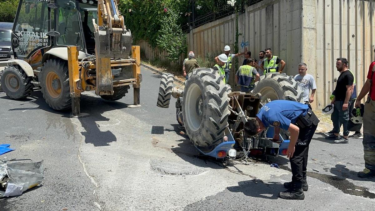 Ataehir'de traktr devrilerek ters dnd