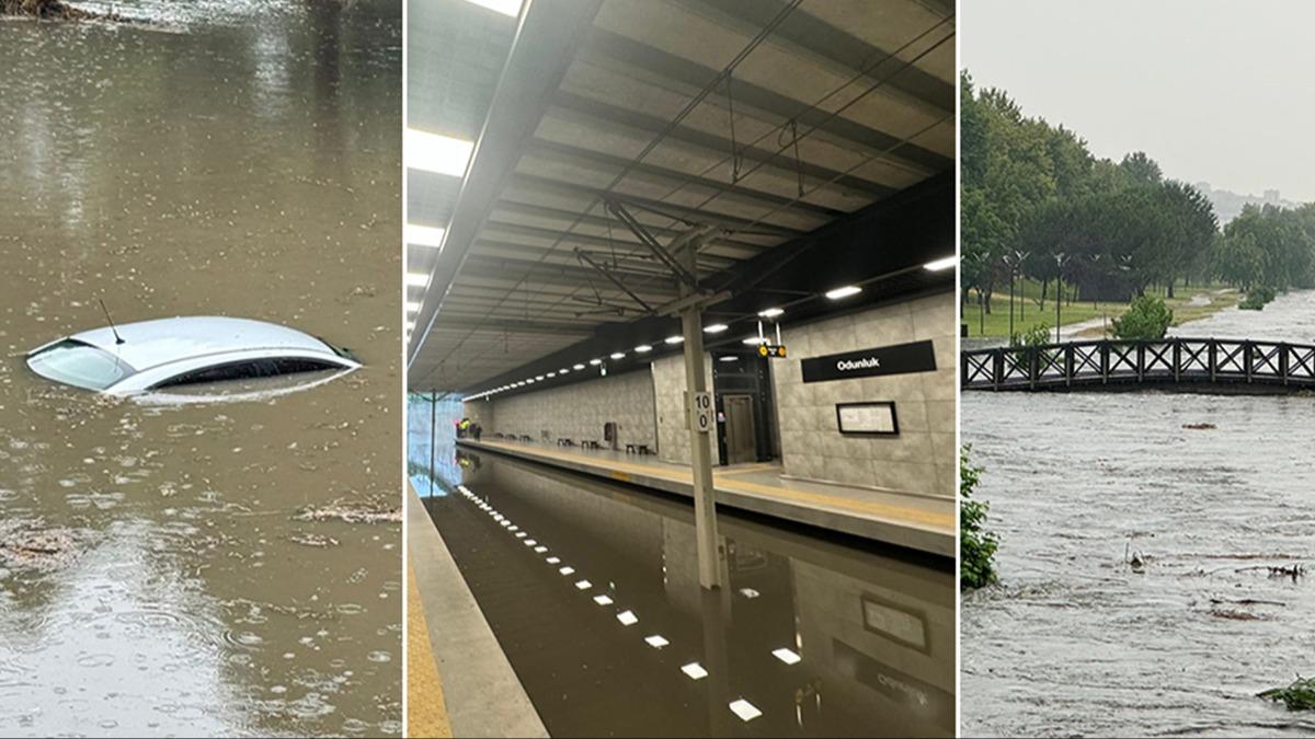 Bursa'da saanak hayat fel etti: Metroyu su bast seferler durdu! 