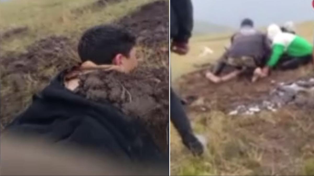Topraa gmerek hayatta tuttular! 2 kardein zerine yldrm dt