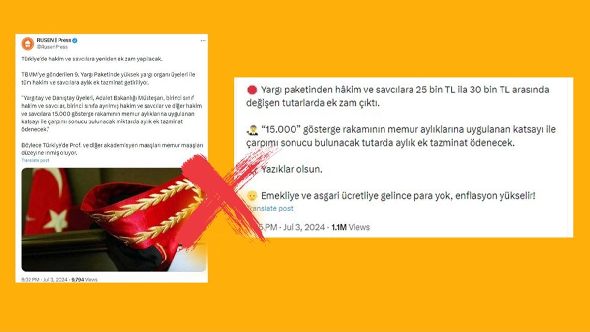 ''Yarg paketinden hakim ve savclara ek zam kt'' iddias hakknda aklama