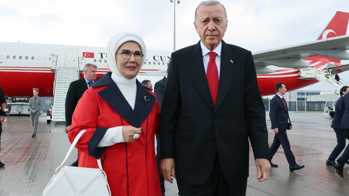 Cumhurbakan Erdoan Almanya'dan yurda dnd