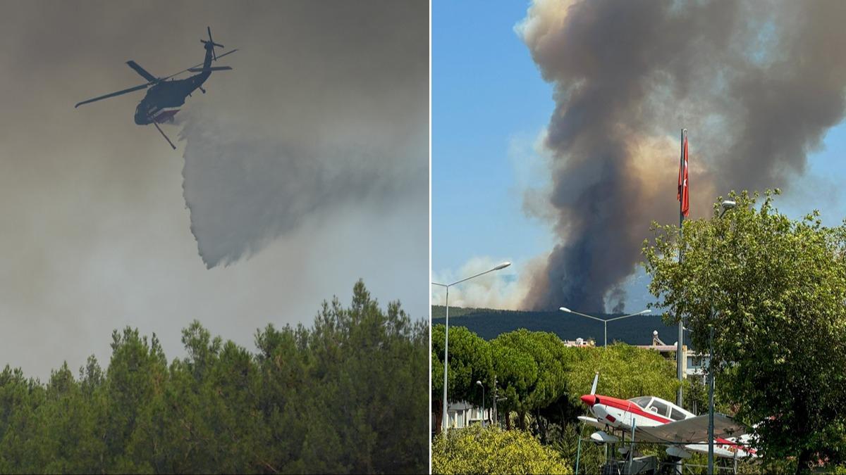 MSB, 5 helikopter grevlendirdi! zmir'in Gaziemir ilesinde orman yangn