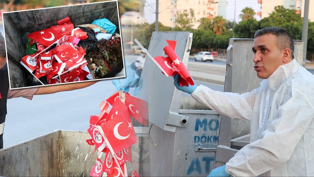 Antalya'da Trk bayraklarna ynelik tepki eken grntler! Polis aratrma balatt