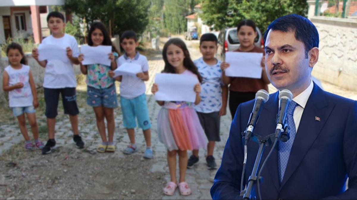 Bakan Kurum talimat verdi: ocuklarn park isteini krmad 