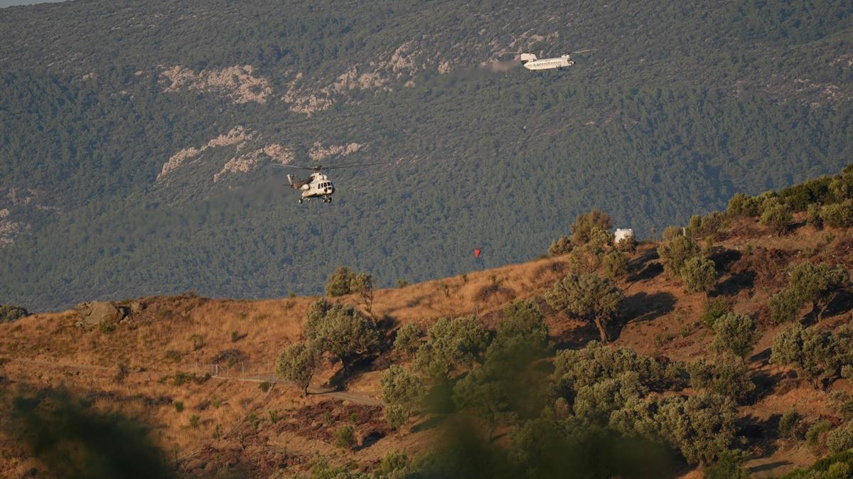 zmir Urla'da yangna mdahale sryor