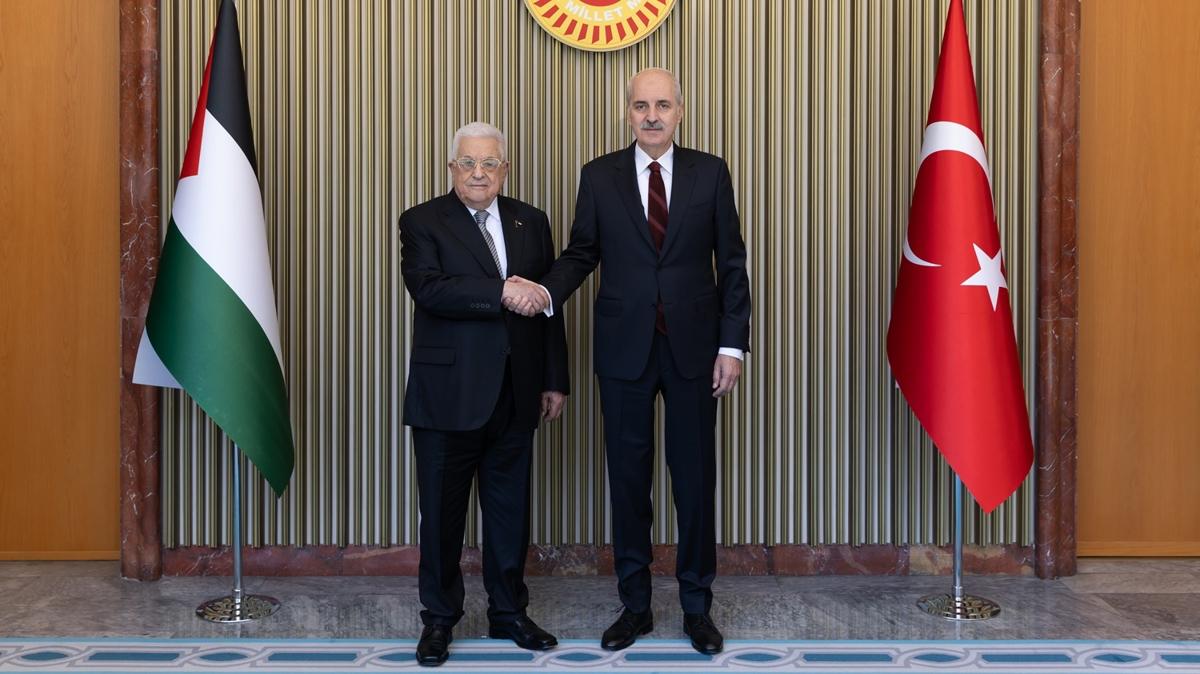 TBMM Bakan Kurtulmu, Mahmud Abbas ile bir araya geldi 