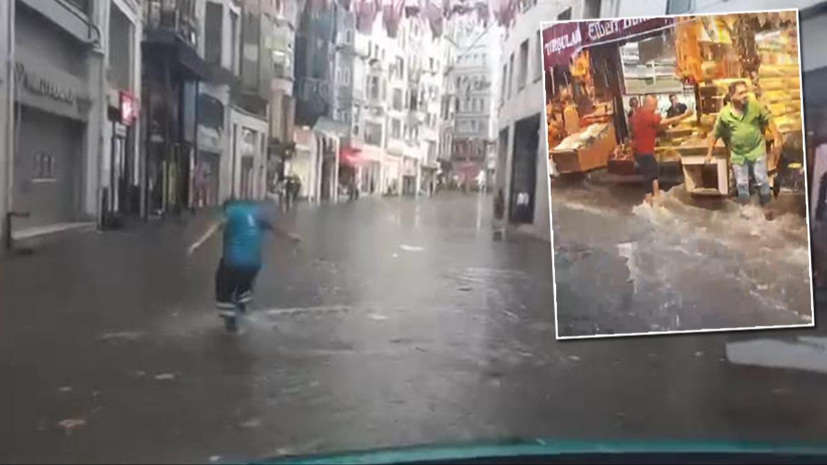 stanbul'da bilindik manzara! Tramvay seferleri durduruldu, i yerlerini su bast