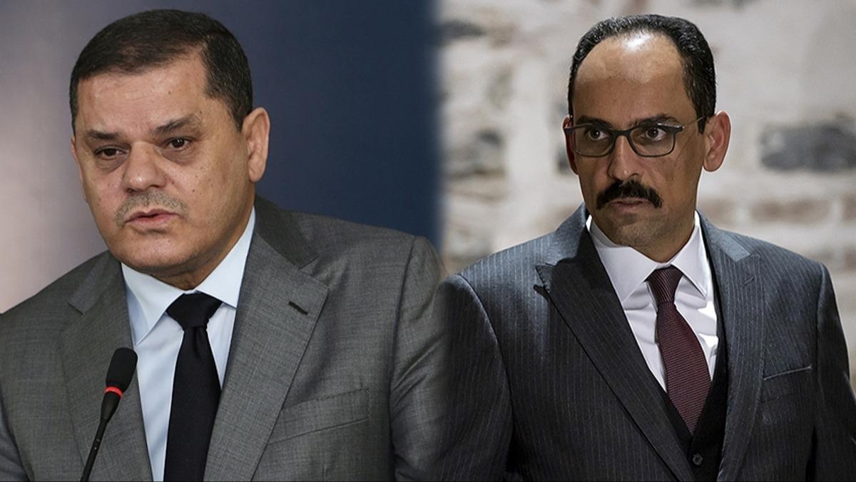 Orta Dou'daki gelimeler masada! MT Bakan Kaln, Libya Babakan Dibeybe ile grt
