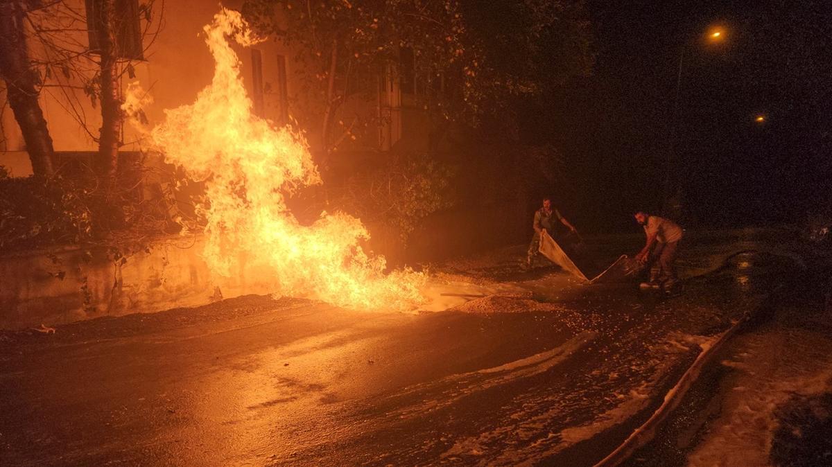 Amasya'da doal gaz borusunda yangn