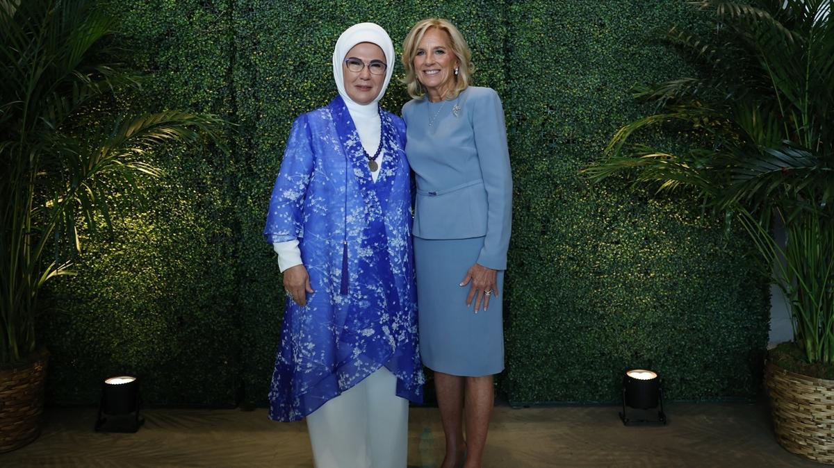 Emine Erdoan, Jill Biden'n ev sahipliinde gerekletirilen le yemeine katld 