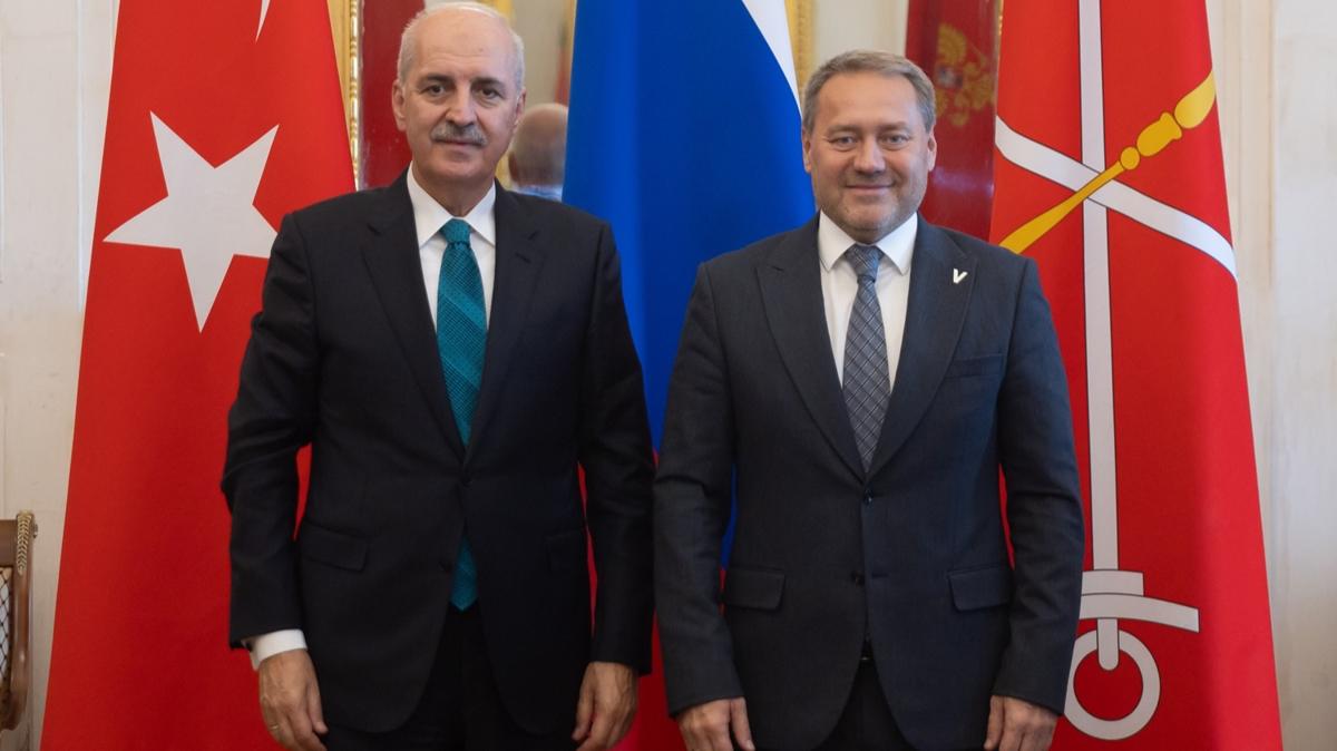 TBMM Bakan Numan Kurtulmu, St. Petersburg Yasama Meclisi Bakan Belskiy ile bir araya geldi