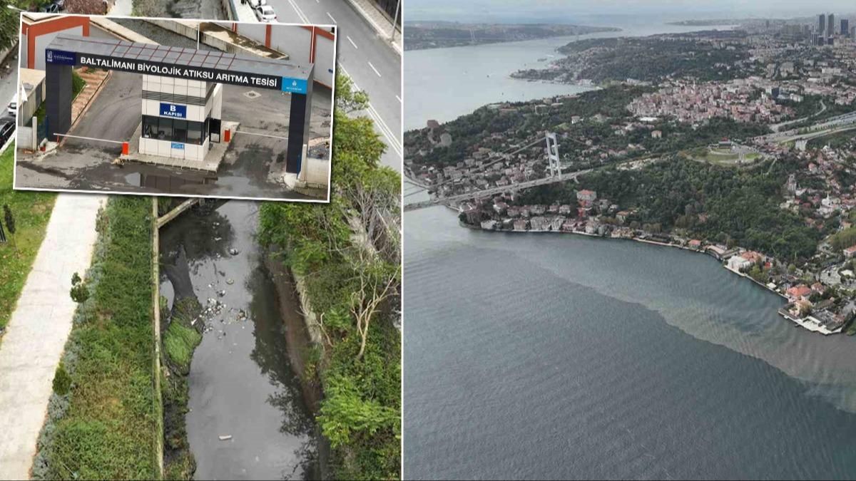 SK tesisinin yannda skandal grntler! stanbul Boaz'na lam suyu akyor