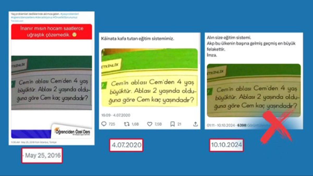 DMM: MEB'in okul kitaplarnda yer ald iddia edilen problem sorusu doru deildir