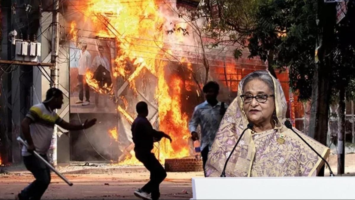 Banglade'te eyh Hasina'ya fke dinmedi: Jatiya Partisi'nin genel merkezi atee verildi