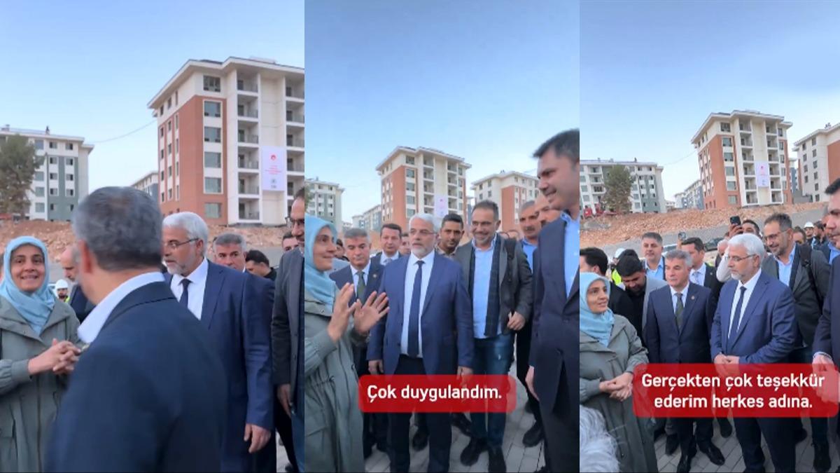 Bakan Kurum ve Adyamanl depremzede arasnda duygulandran diyalog: Eime, gidip teekkr edeceim dedim