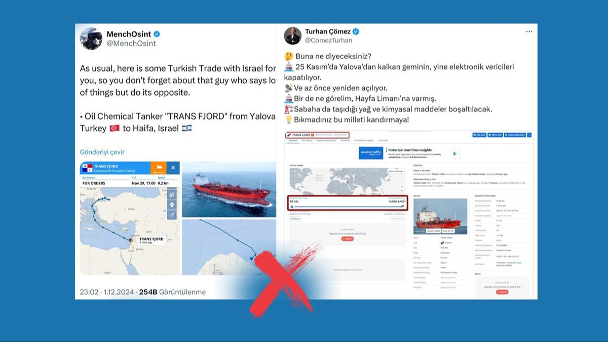 'Trkiye'den yola kan kimyasal ykl tanker srail'in Hayfa Liman'na gidiyor' iddiasna yalanlama