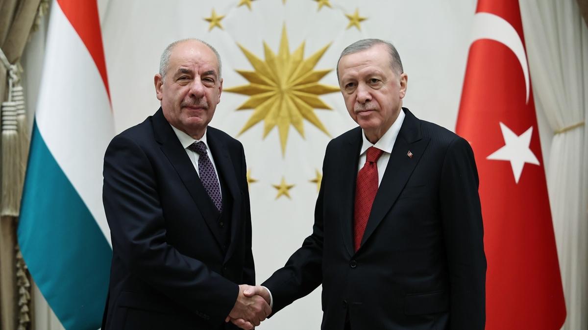 Cumhurbakan Erdoan, Macaristan Cumhurbakan Sulyok ile bir araya geldi