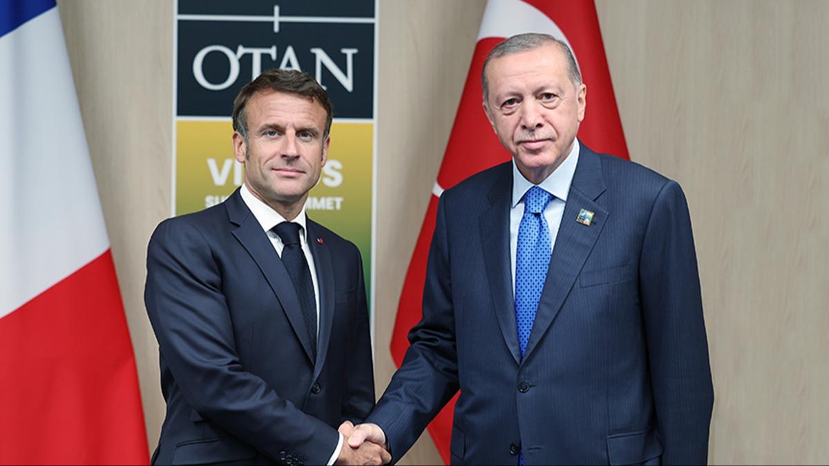 Cumhurbakan Erdoan, Macron ile Suriye'yi grt