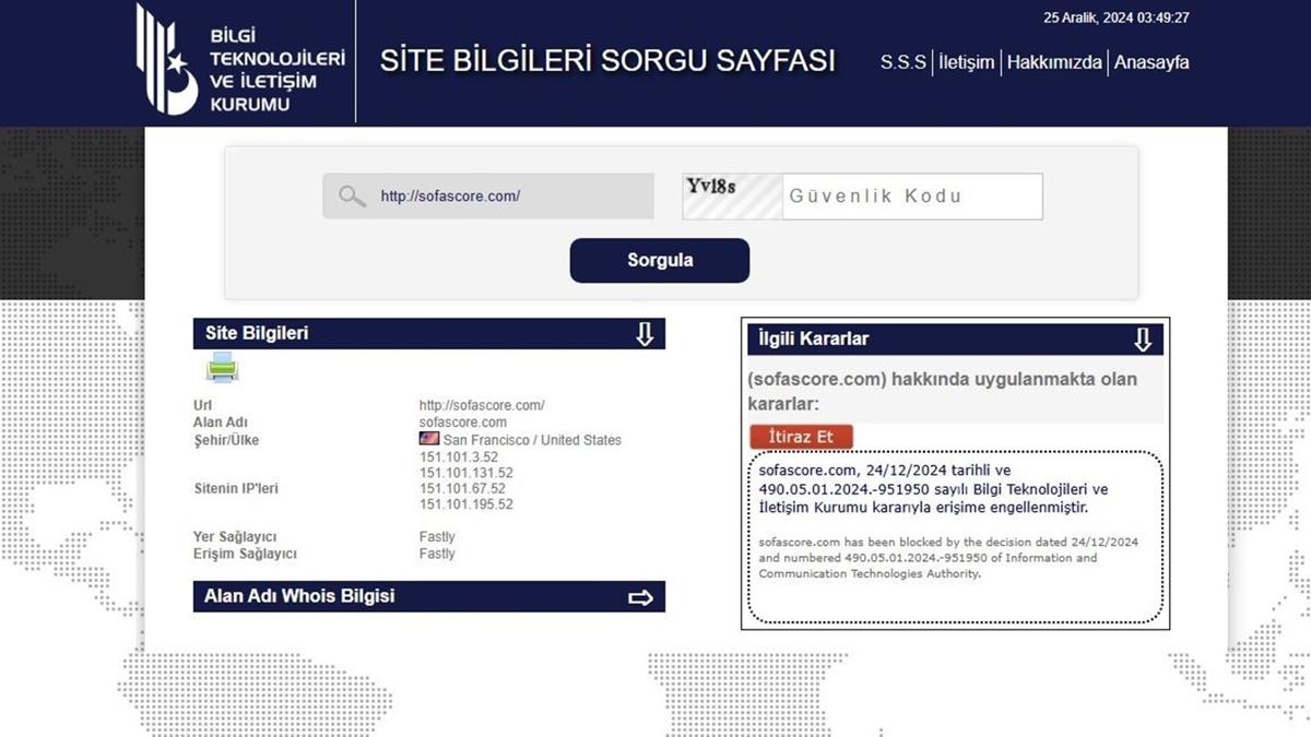 BTK'dan Sofascore'a eriim engeli 