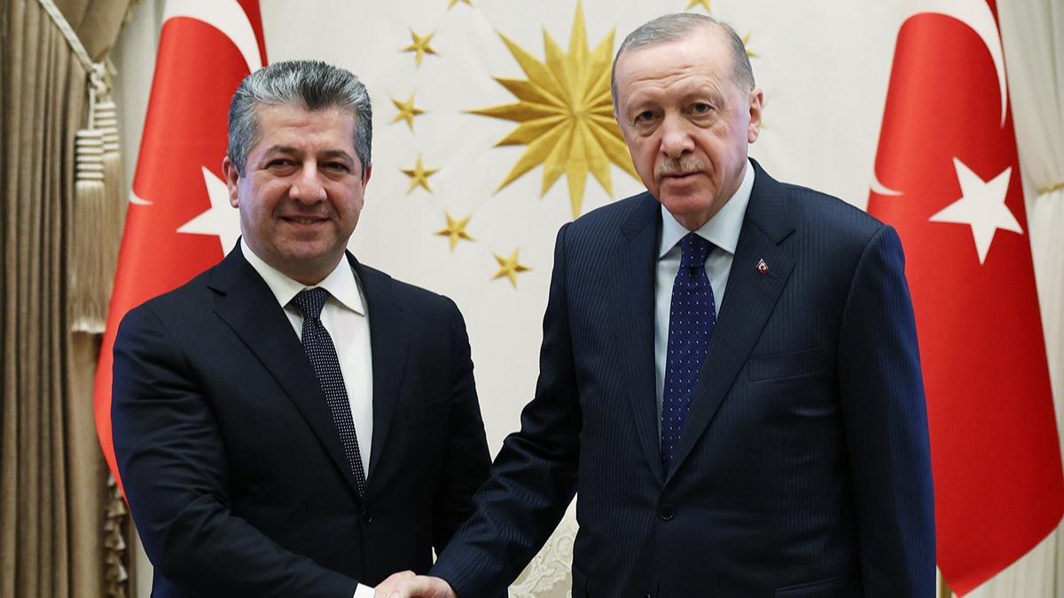 Cumhurbakan Erdoan, Barzani'yi kabul etti: Dikkat eken Suriye mesaj