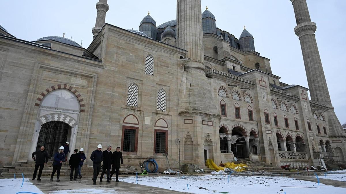 Edirne'deki Selimiye Camisi'nde restorasyon almalar devam ediyor