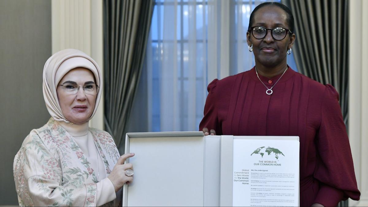 Emine Erdoan'dan Kagame'ye 'Kresel Sfr Atk yi Niyet Beyan' teekkr