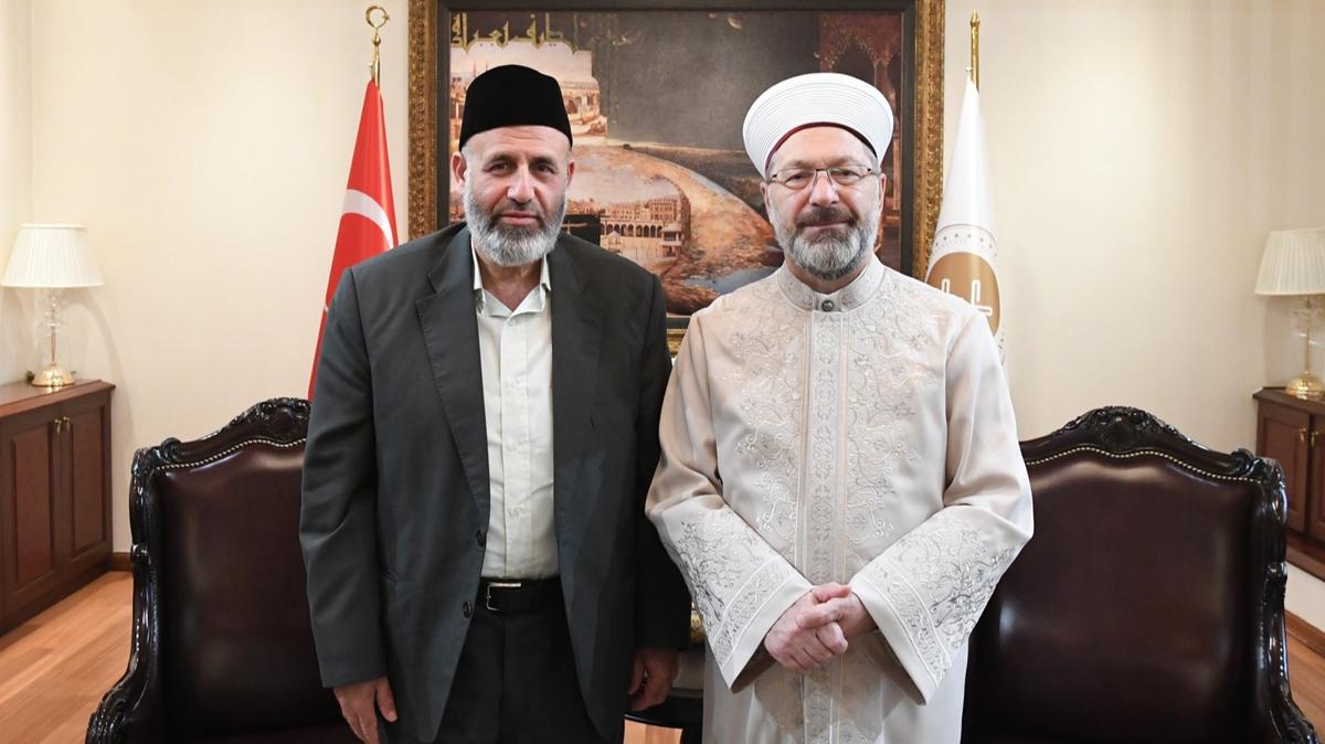 Diyanet leri Bakan Erba, Filistinli Alimler Birlii Bakan Tekruri ve heyetiyle grt